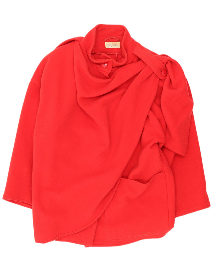 Marika Blu Dame Military Loose Fit Wrap Coat IT 42 Medium Red Designer