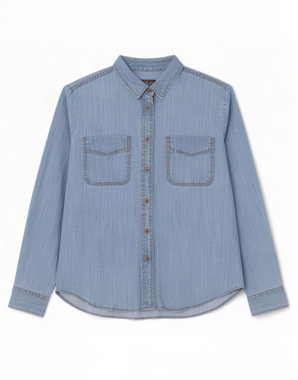 Marks & Spencer Dame Oversized Denim Shirt UK 10 Small Blue Lyocell