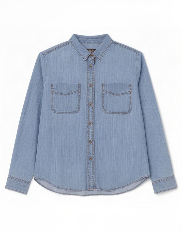 Marks & Spencer Dame Oversized Denim Shirt UK 10 Small Blue Lyocell