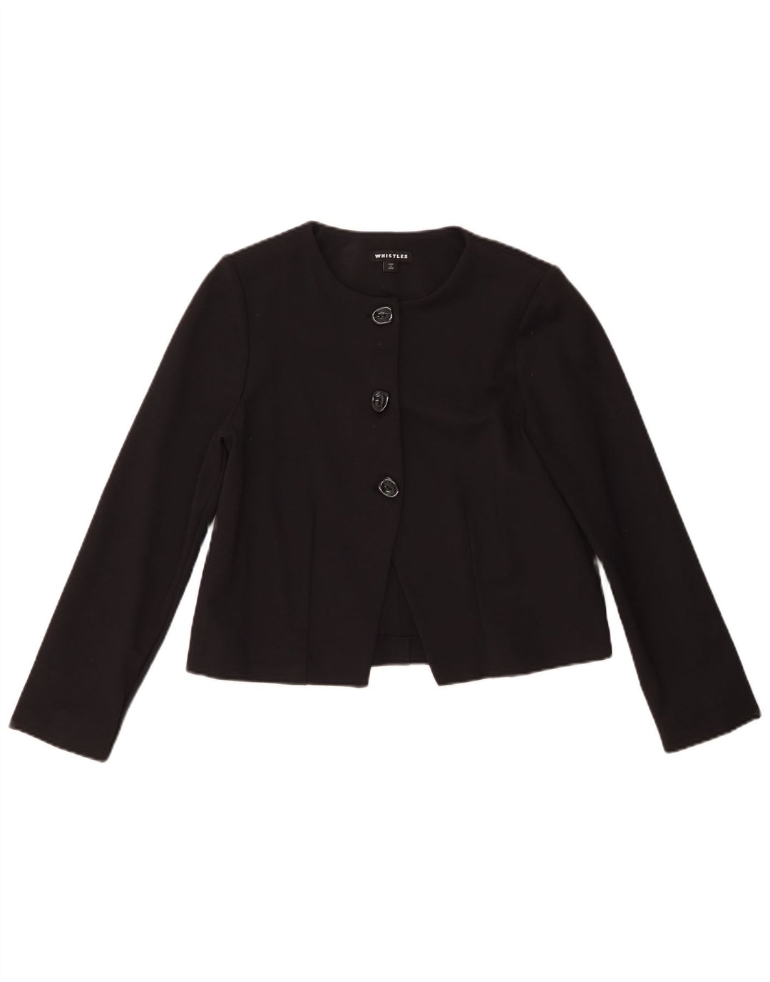 Whistles Dame Crop 3 Button Blazer Jacket UK 10 Small Black Viscose