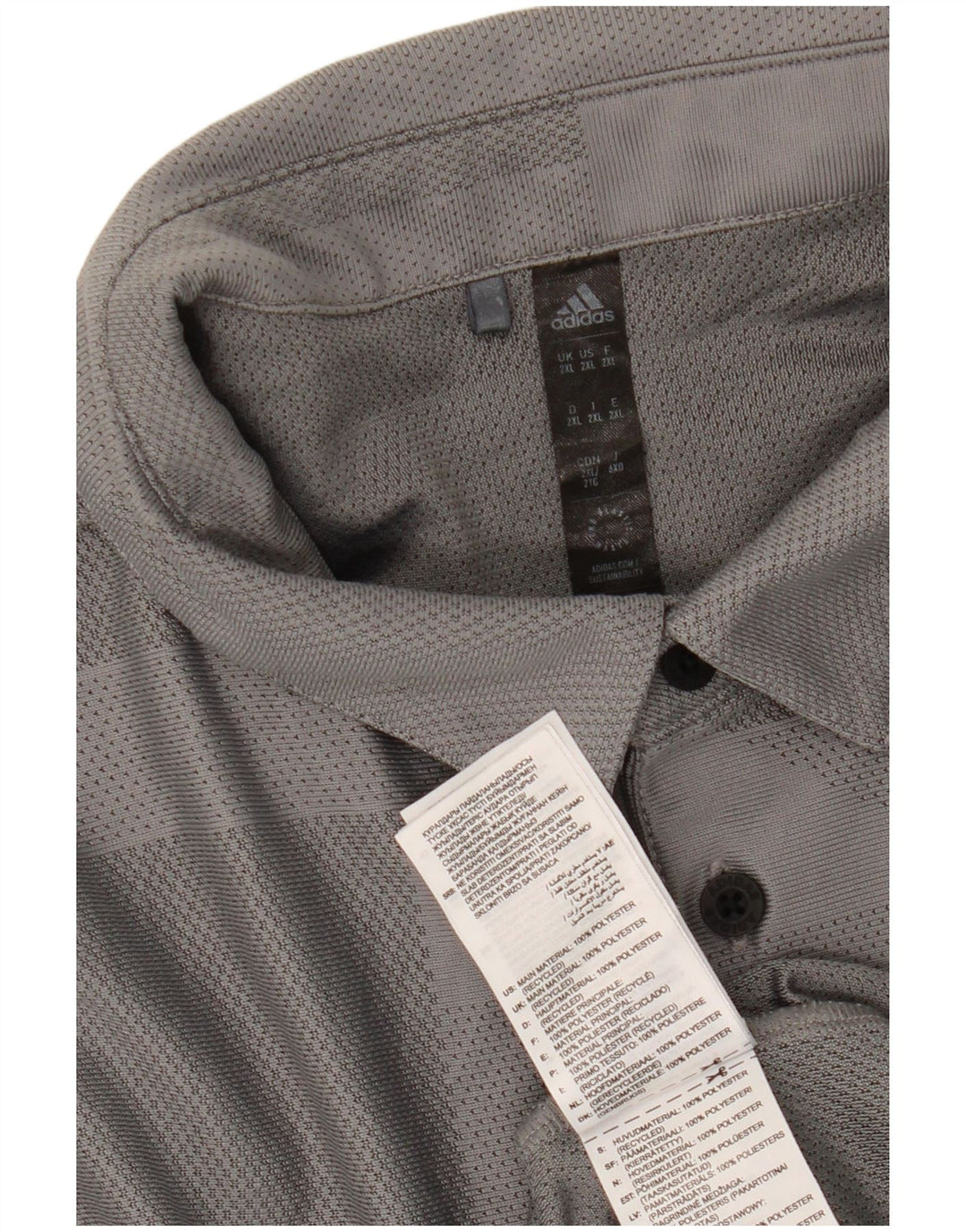 Adidas Herre Loose Fit Polo Shirt 2XL Grå Geometrisk Polyester