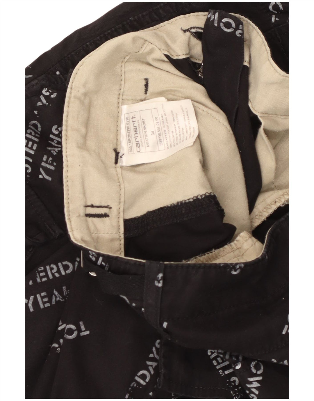 CARHARTT Grafiske Cargo Shorts til mænd W34 Stor sort bomuld