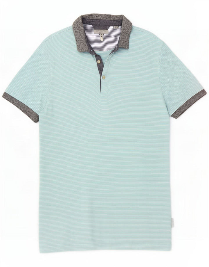 Ted Baker Polo shirt til mænd Størrelse 3 Mellem blå stribet bomuld