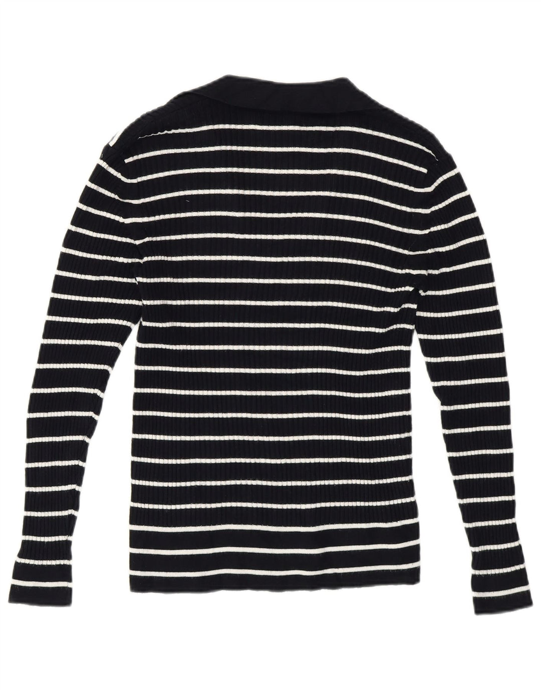 Marks & Spencer Dame Polo Neck Jumper Sweater UK 14 Mellem blå stribet