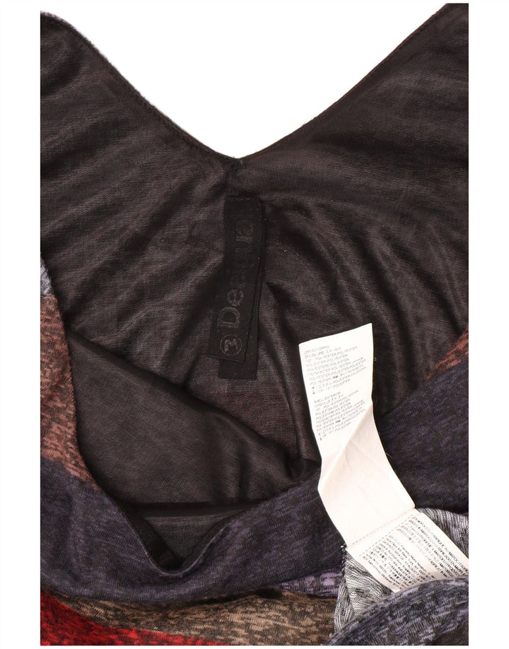 DESIGUAL Kvinder 3/4-ærmet Skede Kjole UK 12 Medium Flerfarvet Stribet