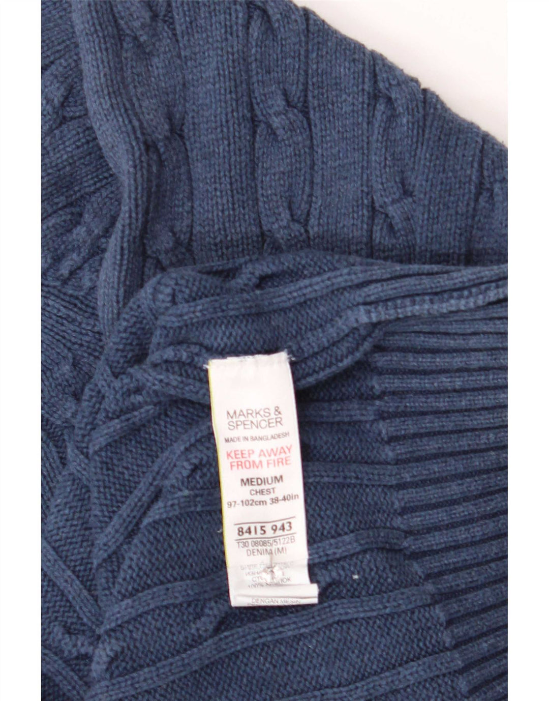 Marks & Spencer Herre Blue Harbor Crew Neck Jumper Sweater Medium Navy