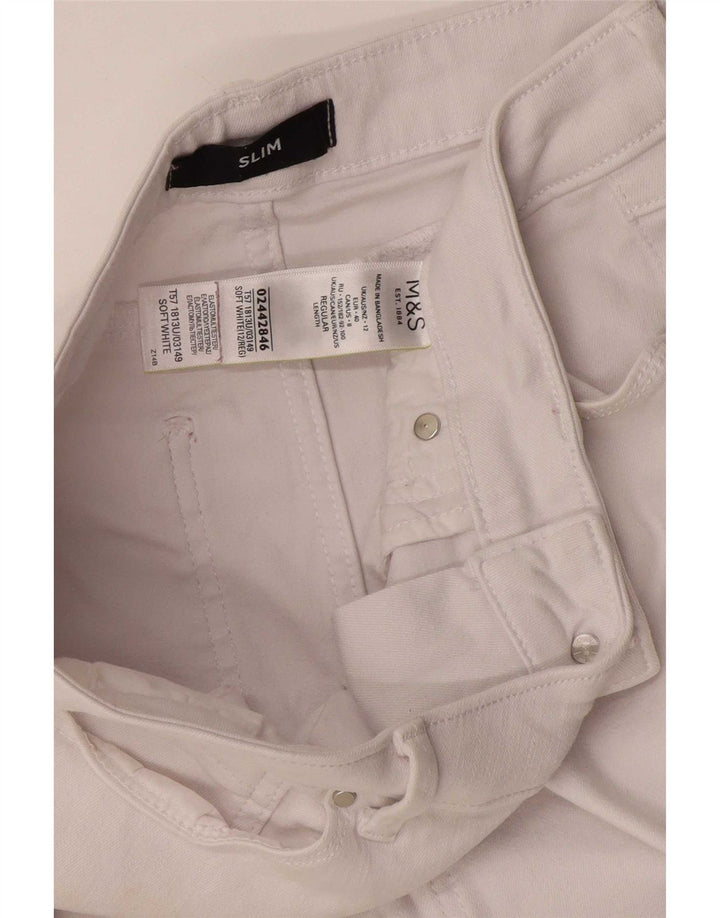 Marks & Spencer Dame Slim Jeans UK 12 Medium W30 L27 Hvid Bomuld