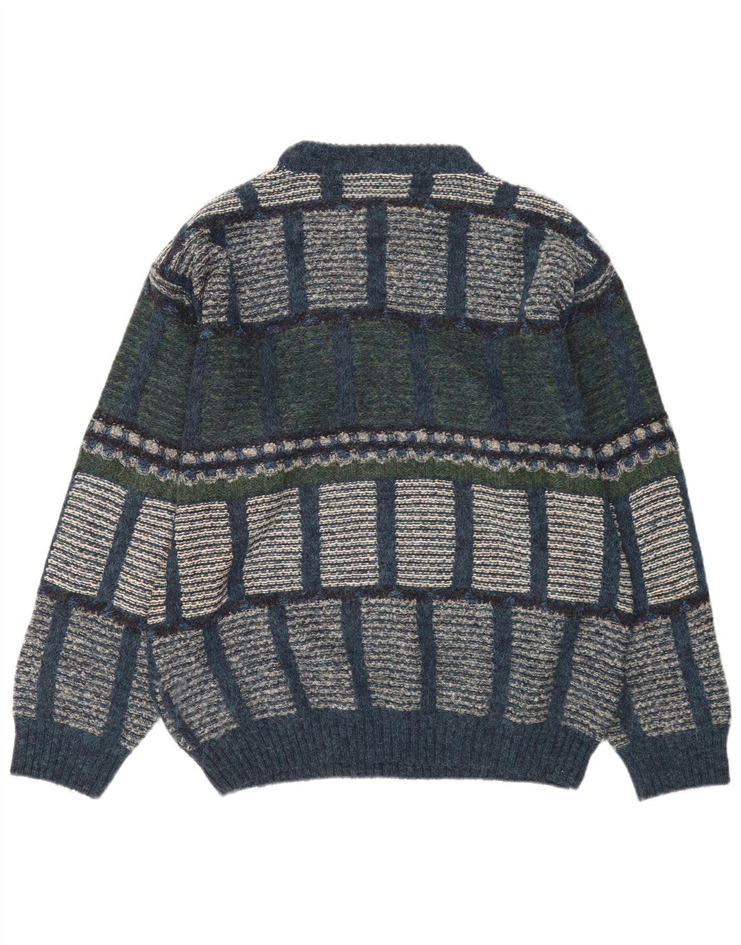 Vintage Herre rund hals sweater IT 48 Medium Flerfarvet geometrisk