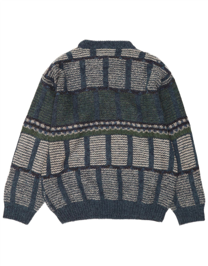 Vintage Herre rund hals sweater IT 48 Medium Flerfarvet geometrisk