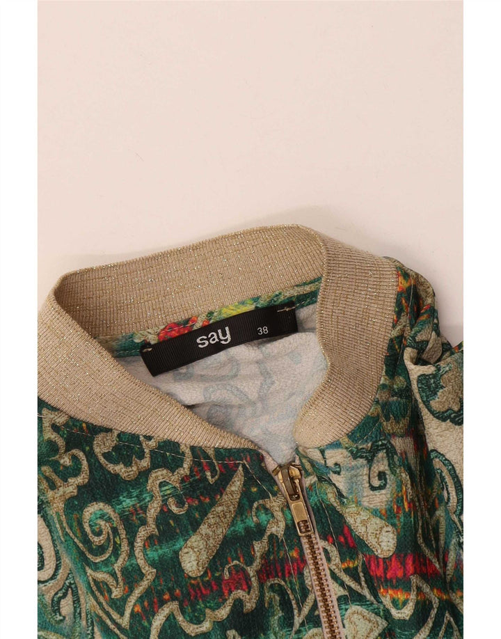Vintage bomberjakke til kvinder EU 38 Medium Green Paisley