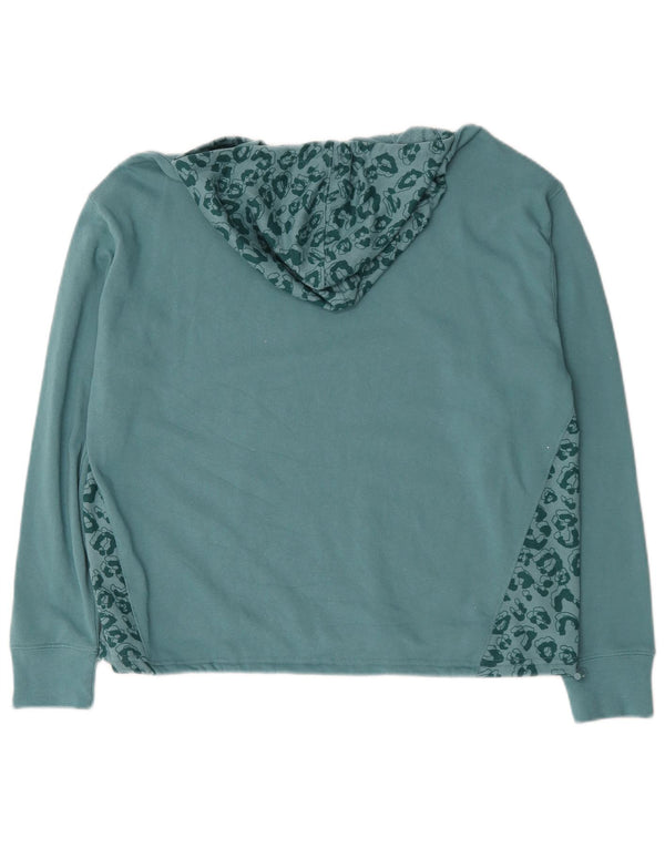 Champion Dame Grafisk Hoodie Jumper UK 16 Large Blue Animal Print