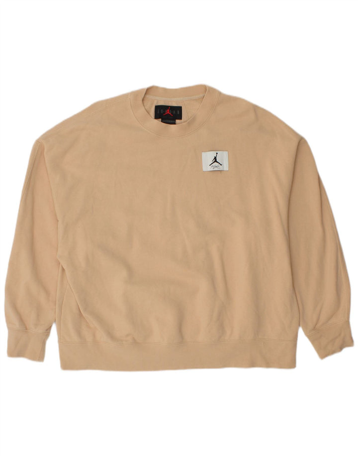 JORDAN Herre Oversized Sweatshirt Jumper Stor Beige Bomuld