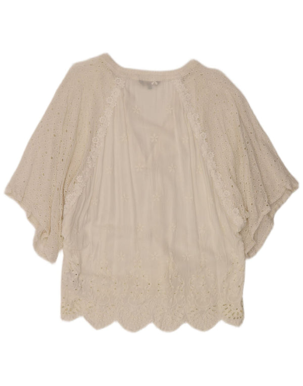 Desigual Dame 1/2-ærmet Batwing Tunika Top UK 16 Large White Viscose