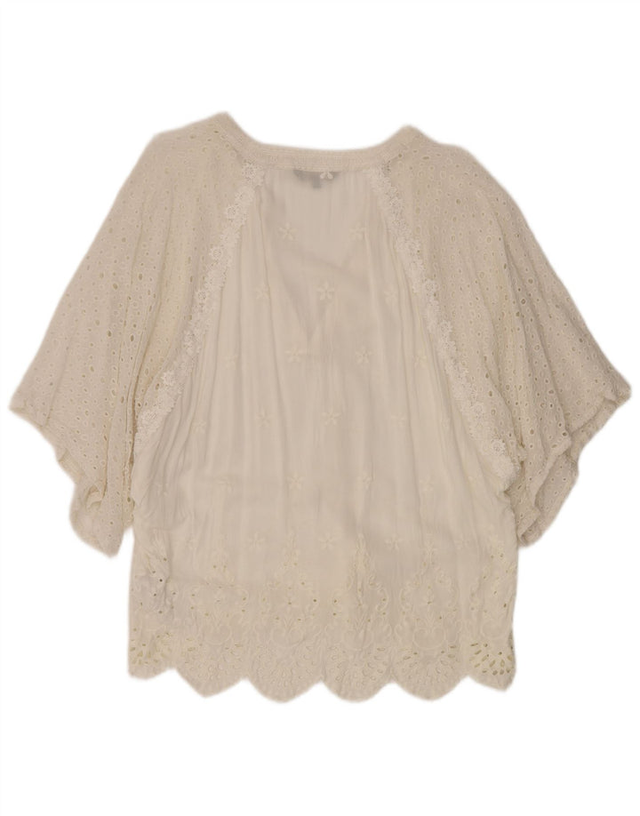 Desigual Dame 1/2-ærmet Batwing Tunika Top UK 16 Large White Viscose