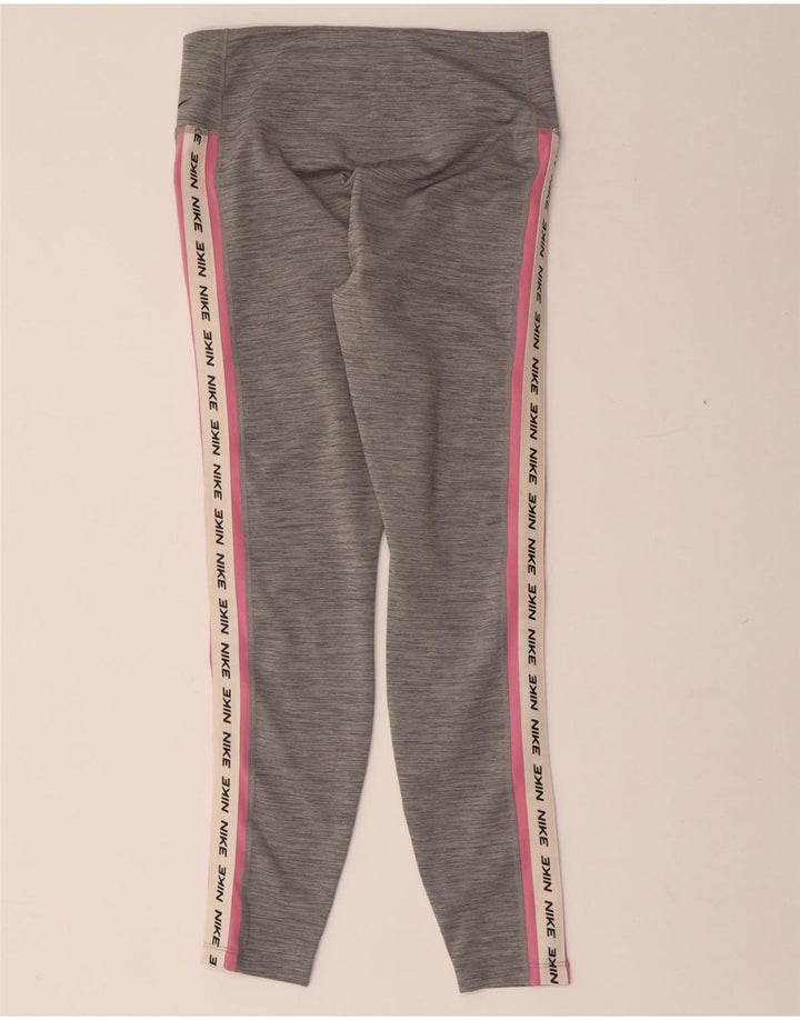 Nike Dame Dri Fit Grafiske Leggings UK 12 Medium Grey Flecked Polyester