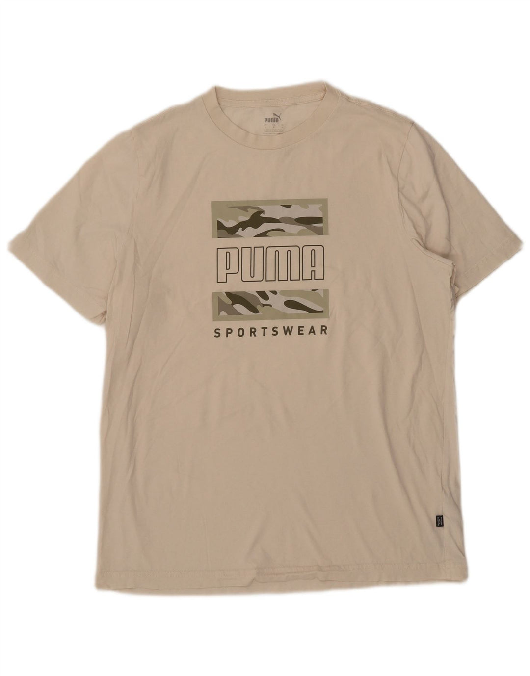 Puma Herre Grafisk T-Shirt Top Stor Off White Bomuld