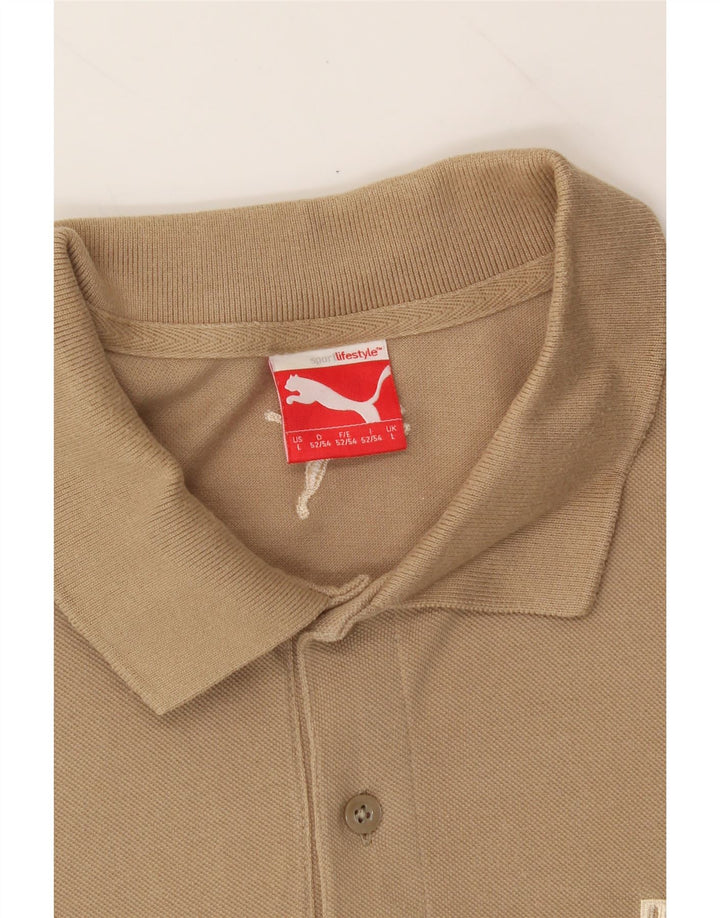 PUMA Mens Polo Shirt Large Beige Cotton Vintage Puma and Second-Hand Puma from Messina Hembry 