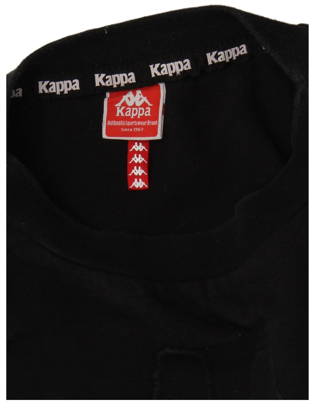 Kappa Womens Crop Graphic Top 3/4 ærme UK 14 Medium Black