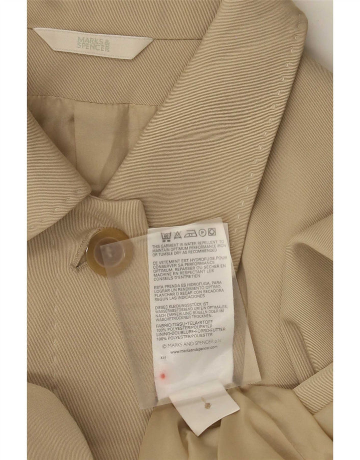 Marks & Spencer Dame Standard Fit Overfrakke UK 18 XL Beige Polyester