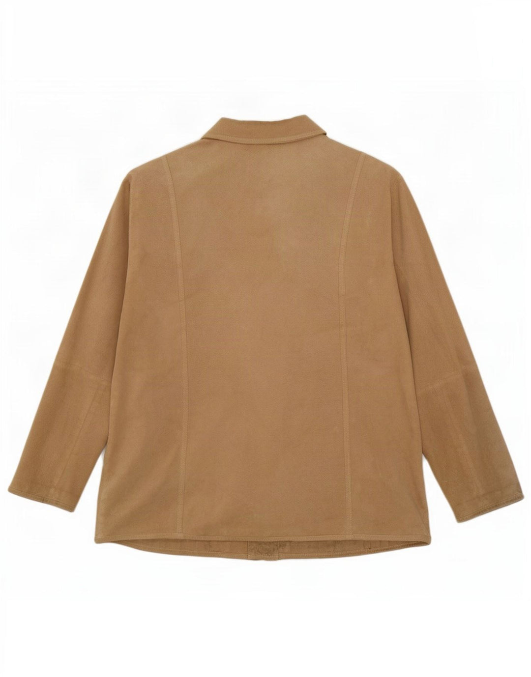 SAMOON Dame Overshirt Ruskindsskjorte UK 20 2XL Beige Læder