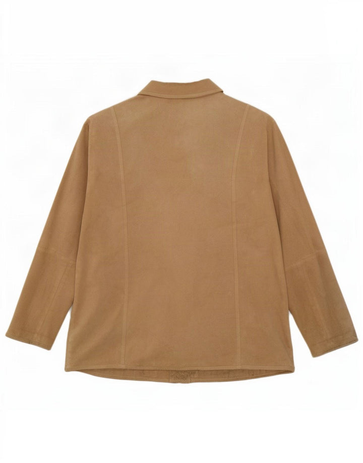 SAMOON Dame Overshirt Ruskindsskjorte UK 20 2XL Beige Læder
