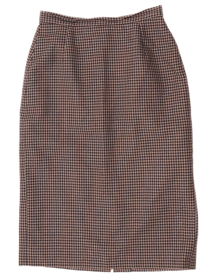 Vintage kvinders 2-delt nederdelsæt UK 14 Medium W28 Brown Houndstooth