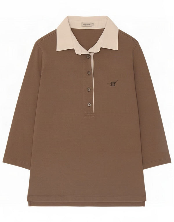 Henry s 3/4-ærmet poloshirt til kvinder IT 44 Medium Beige Colourblock
