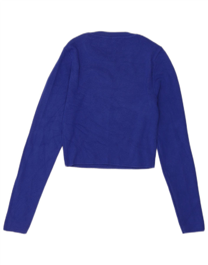 Zara Womens Crop Top Langærmet UK 8 Small Blue Viscose