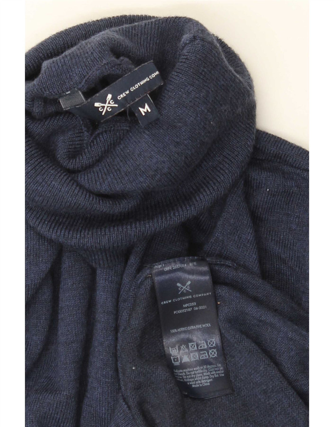 Besætningstøj Herre Rullehalstrøje Sweater Medium Navyblå Merinould