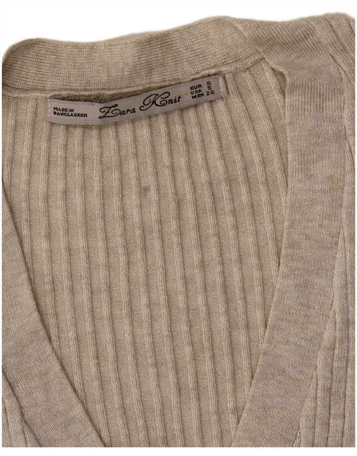 Zara Dame Cardigan Sweater UK 8 Small Beige