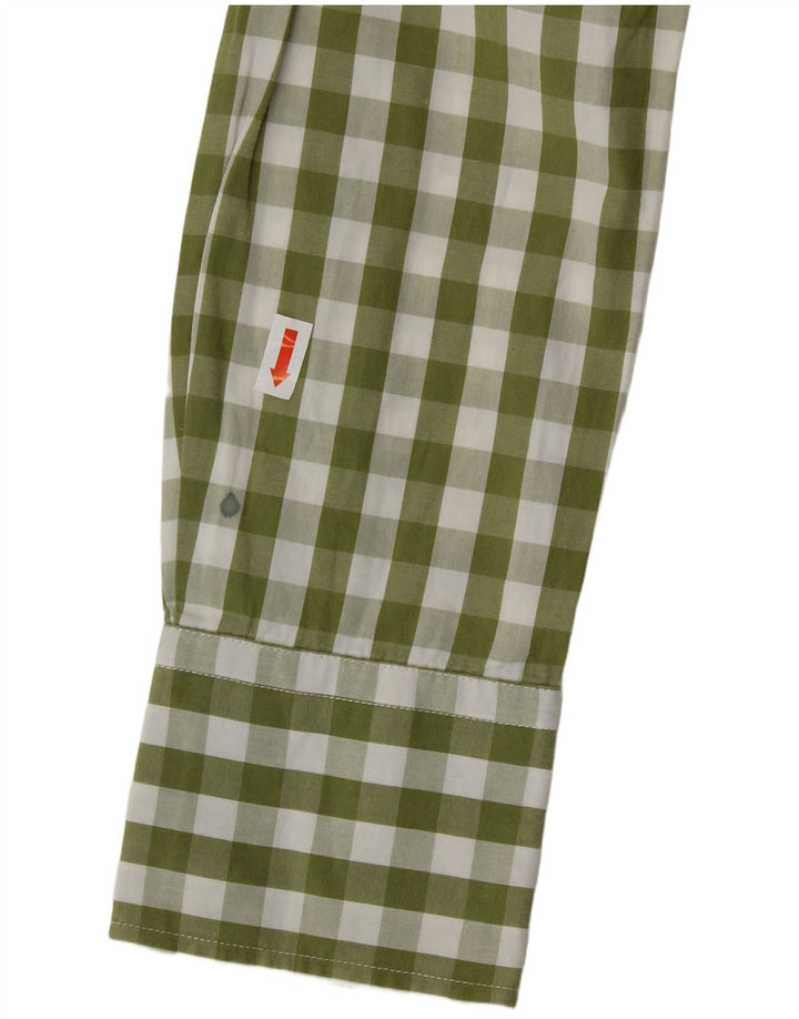 BENETTON Dameskjorte UK 12 Mellemgrøn Gingham Bomuld