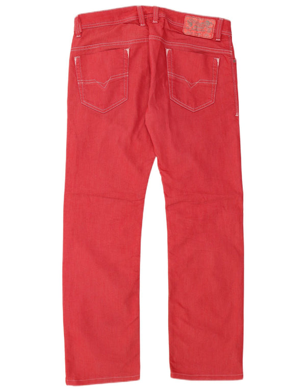 Diesel Herre Safado Straight Jeans W32 L29 Rød Bomuld