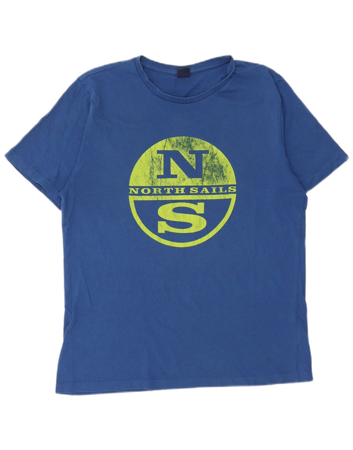 North Sails Herre Grafisk T-Shirt Top Medium Blå Bomuld