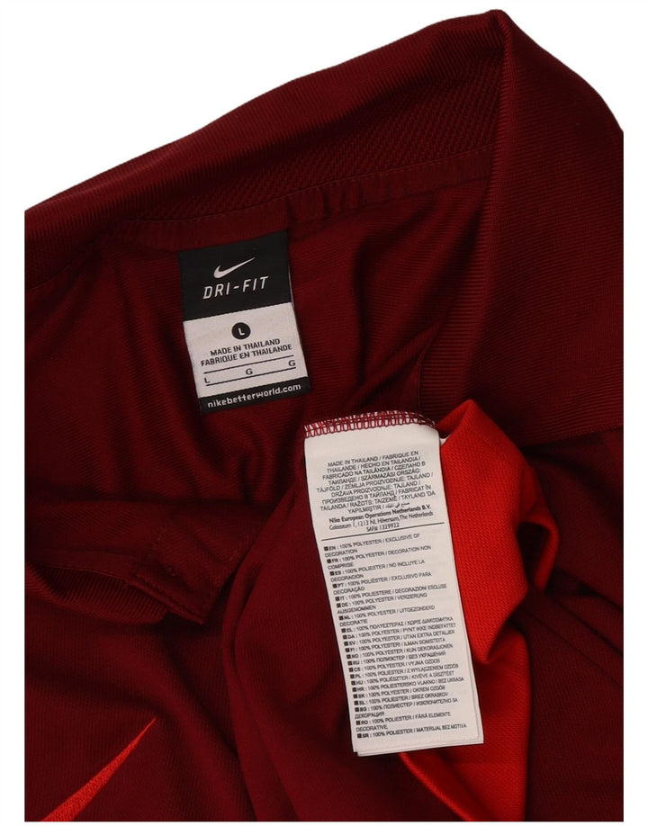 Nike Dri Fit poloshirt til mænd, stor rød farveblok polyester