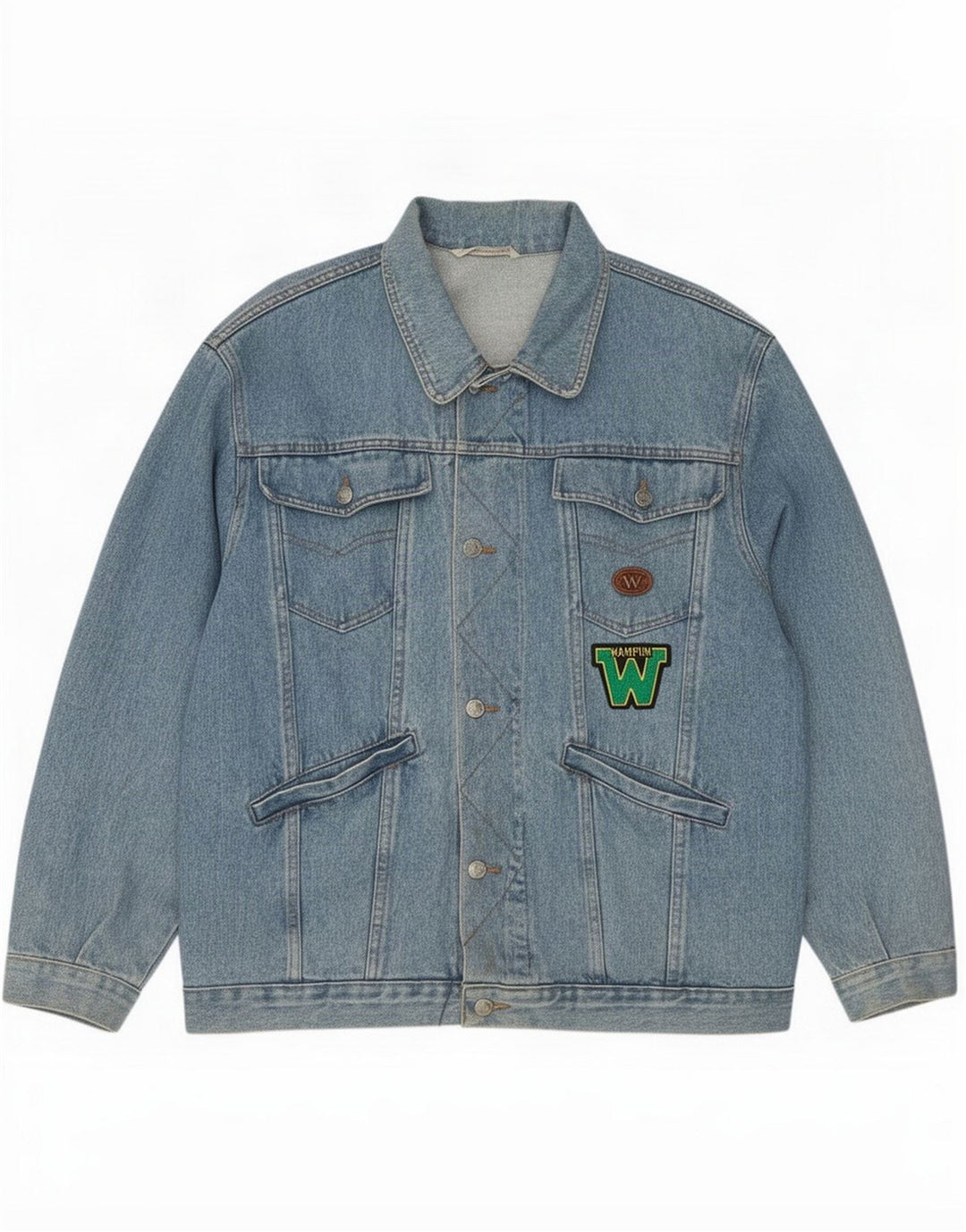 Wampum Herre Graphic Denim Jacket UK 40 Large Blue