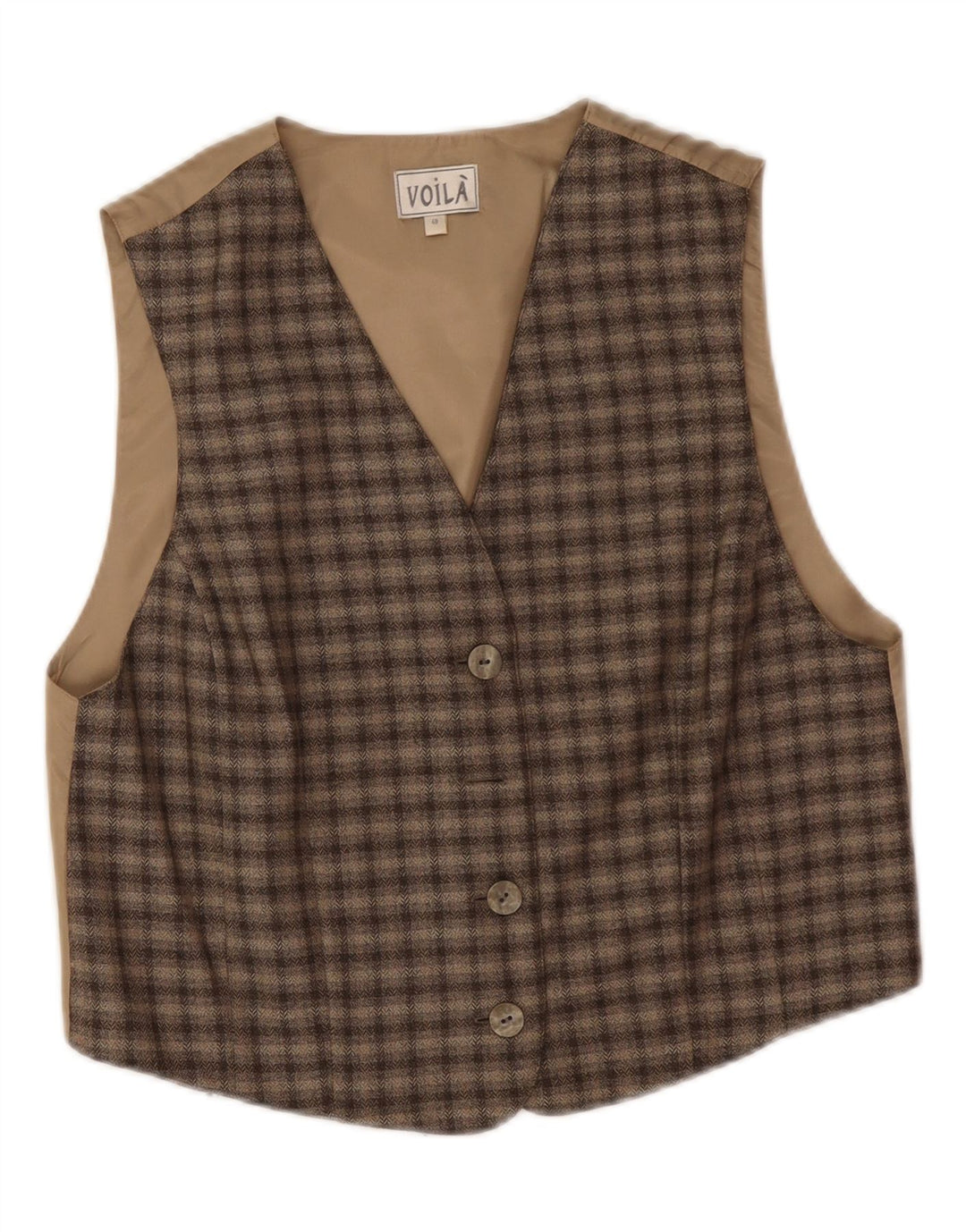 Vintage damevest EU 40 Medium Beige Ternet polyester