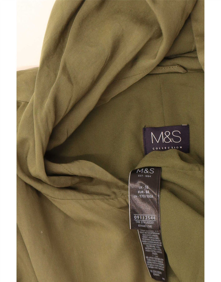 Marks & Spencer Dame Hooded Parka Jacket UK 16 Large Khaki Polyester