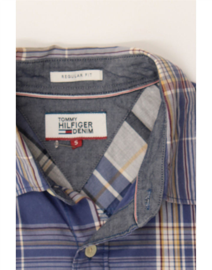 TOMMY HILFIGER Mens Regular Fit Shirt Small Blue Check Cotton Vintage Tommy Hilfiger and Second-Hand Tommy Hilfiger from Messina Hembry 