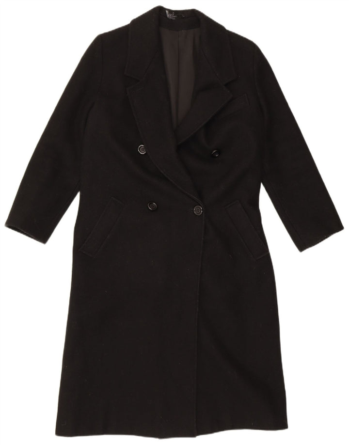 BHS Womens Oversized Double Breasted Coat UK 10 Small  Black Wool