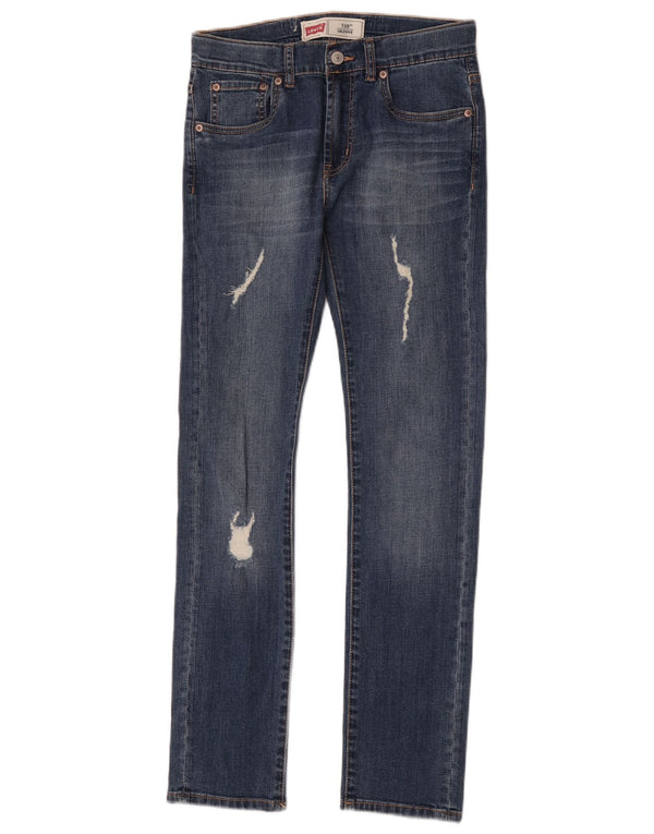 Levi's Boys 510 Distressed Skinny Jeans 13-14 år W28 L30 Blue Cotton