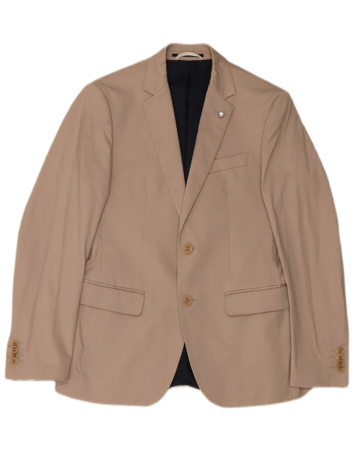 Liu Jo Herre 2-knaps blazerjakke IT 48 Medium Beige Bomuld