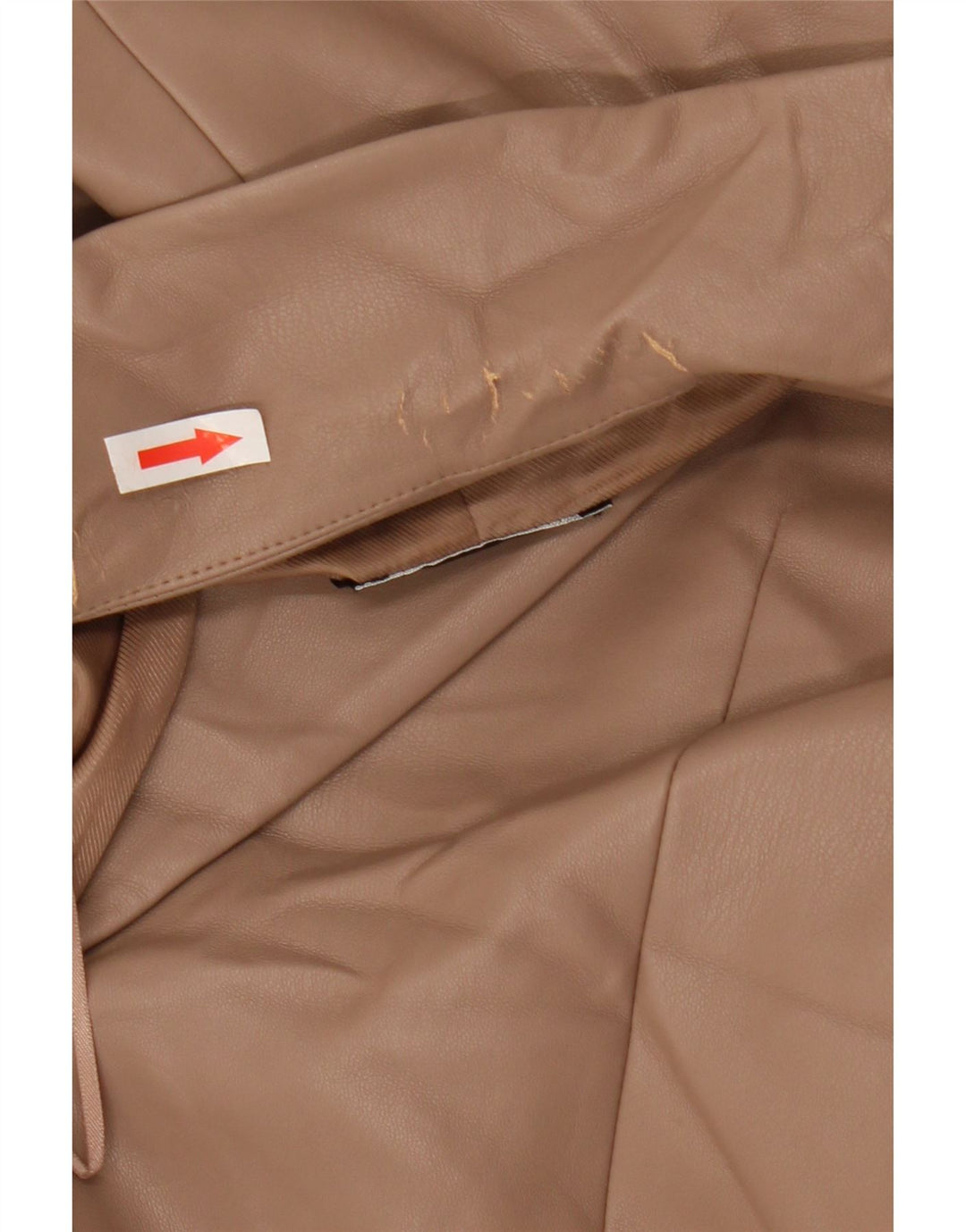 Zara Dame 2-knaps imiteret læder blazerjakke UK 10 Small Beige Polyester