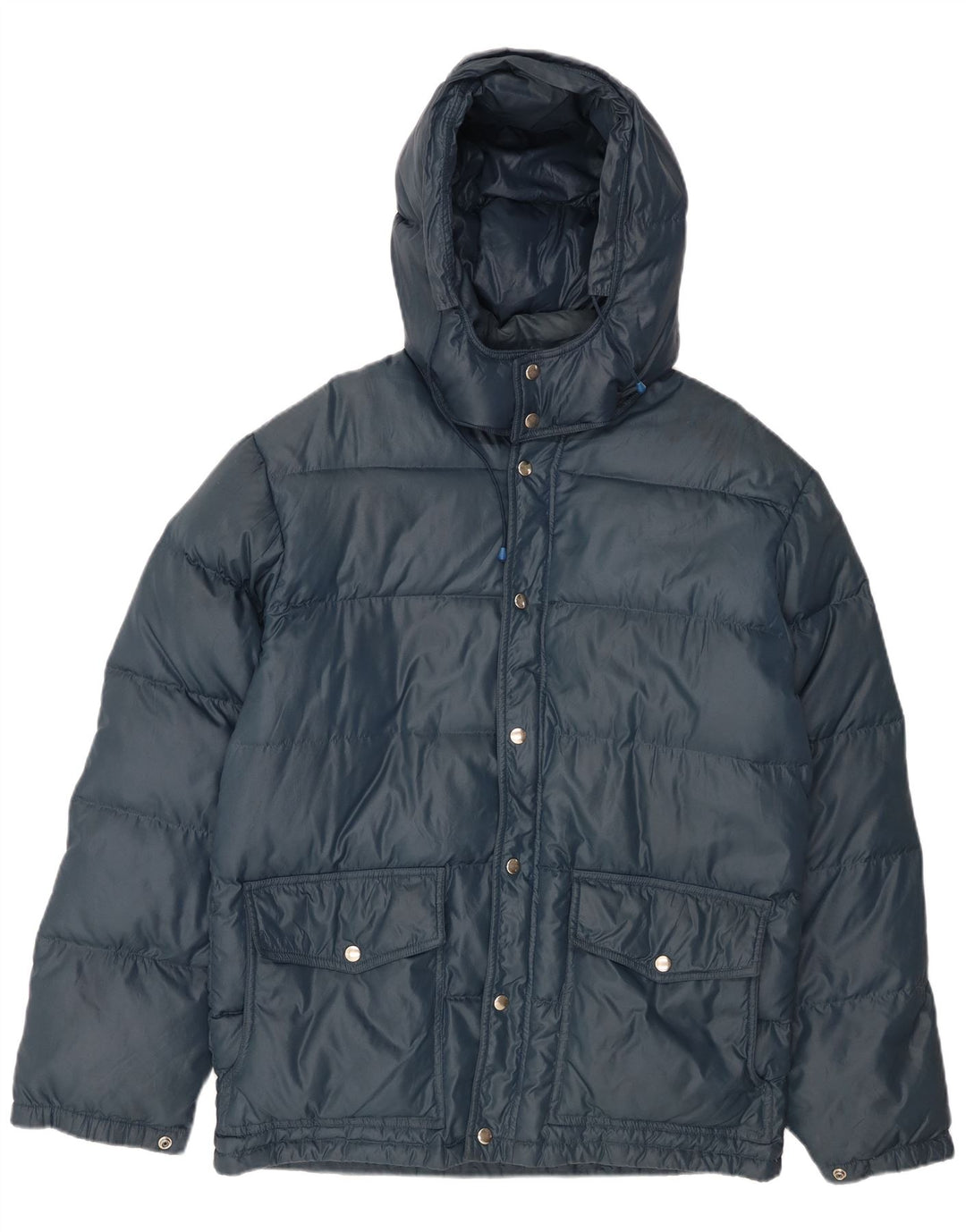 VINTAGE Herre hættepolstret jakke UK 38 Medium Navy Blue