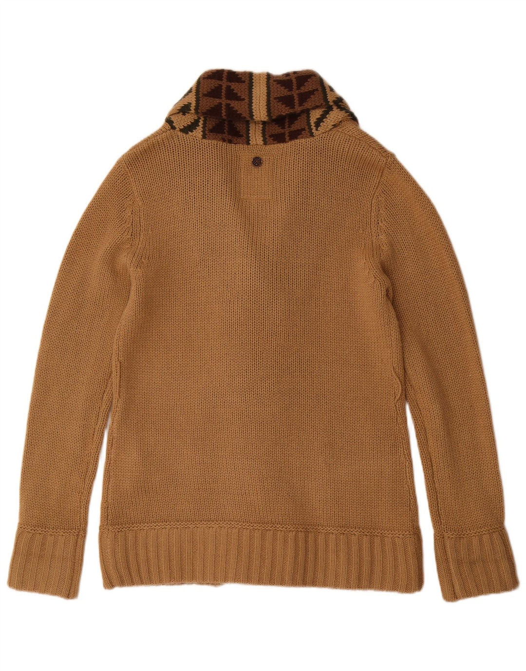 KHUJO Dame Cardigan Sweater UK 16 Stor Beige Geometrisk Akryl