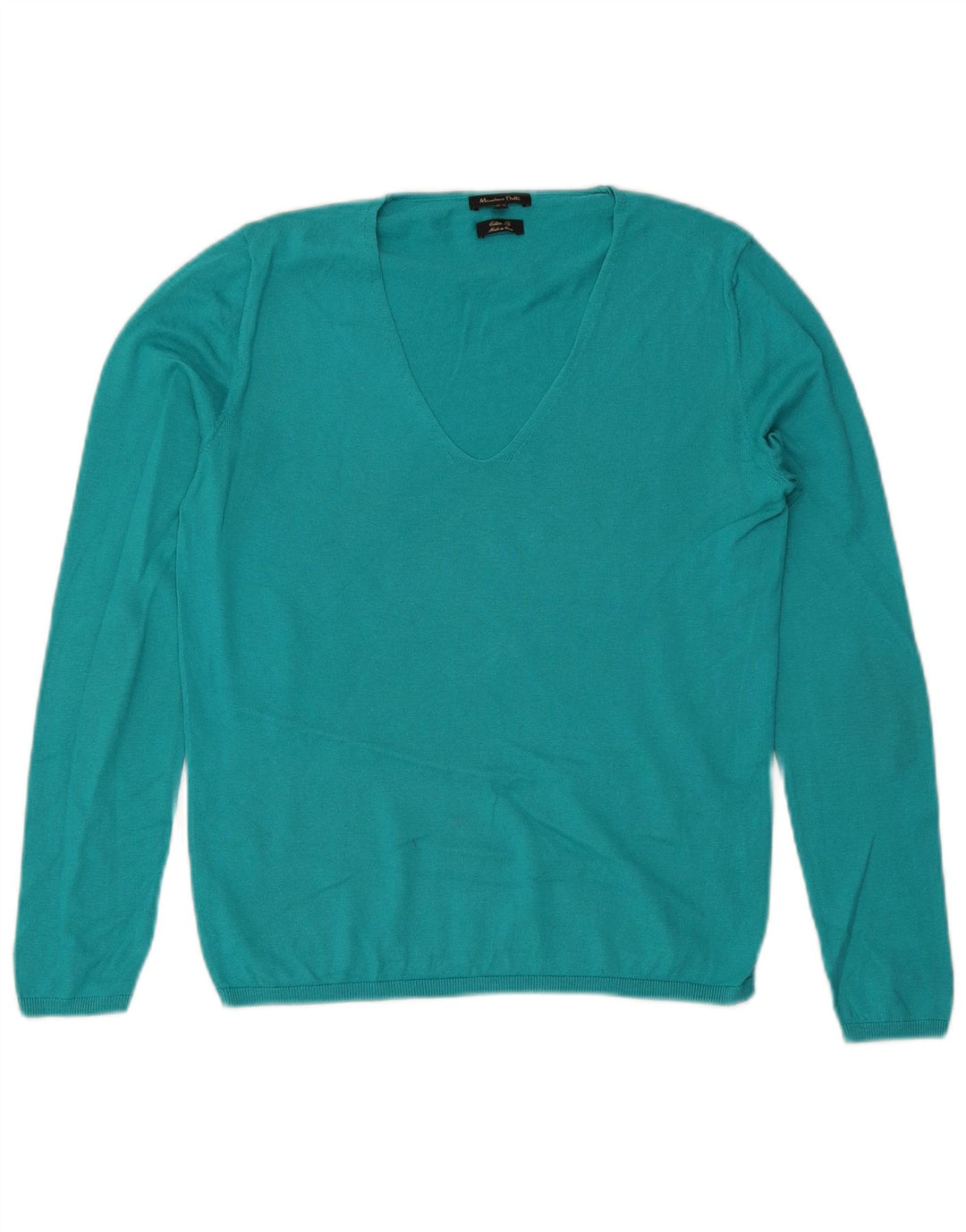 Massimo Dutti Dame V-hals sweater UK 12 Medium Blue Bomuld