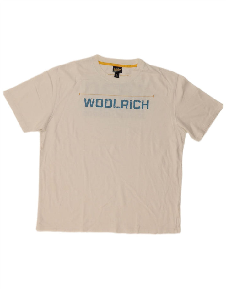Woolrich Herre Grafisk T-Shirt Top XL Hvid Bomuld