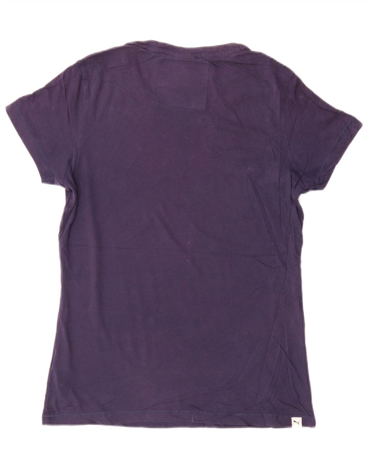 Puma Grafisk T-Shirt Top UK 12 Medium Marineblå Bomuld