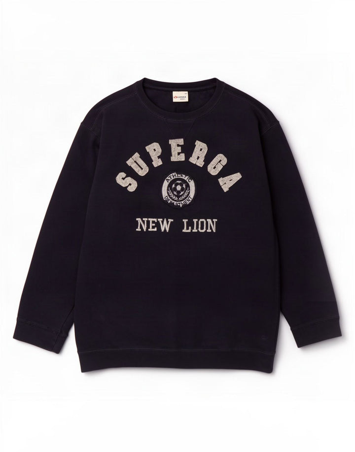 Superga Dame Grafisk Sweatshirt Jumper UK 14 Medium Navy Blue Bomuld