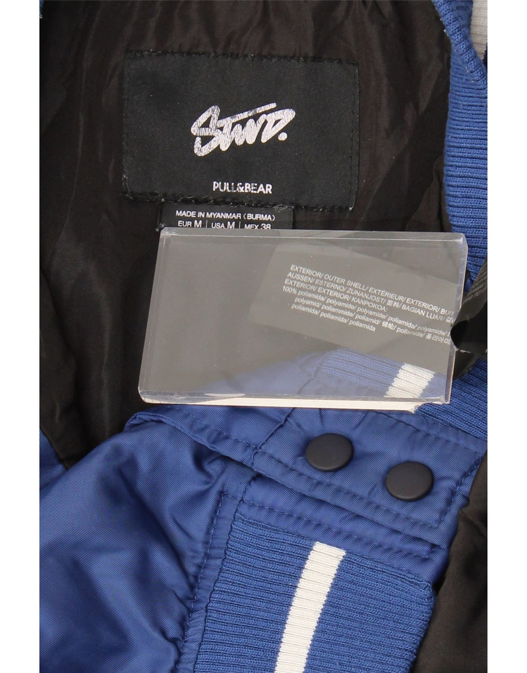 Pull & Bear Herre Boston Varsity Jacket UK 38 Medium Blue Colourblock
