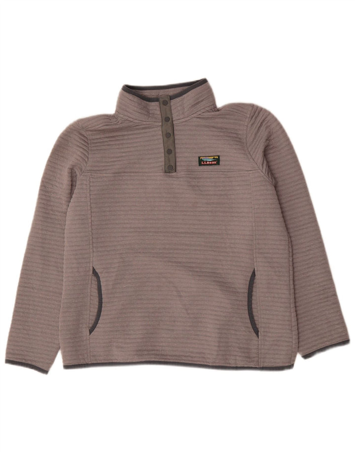 L.L.Bean Dame Button Neck Sweatshirt Jumper UK 16 Large Grå Polyester